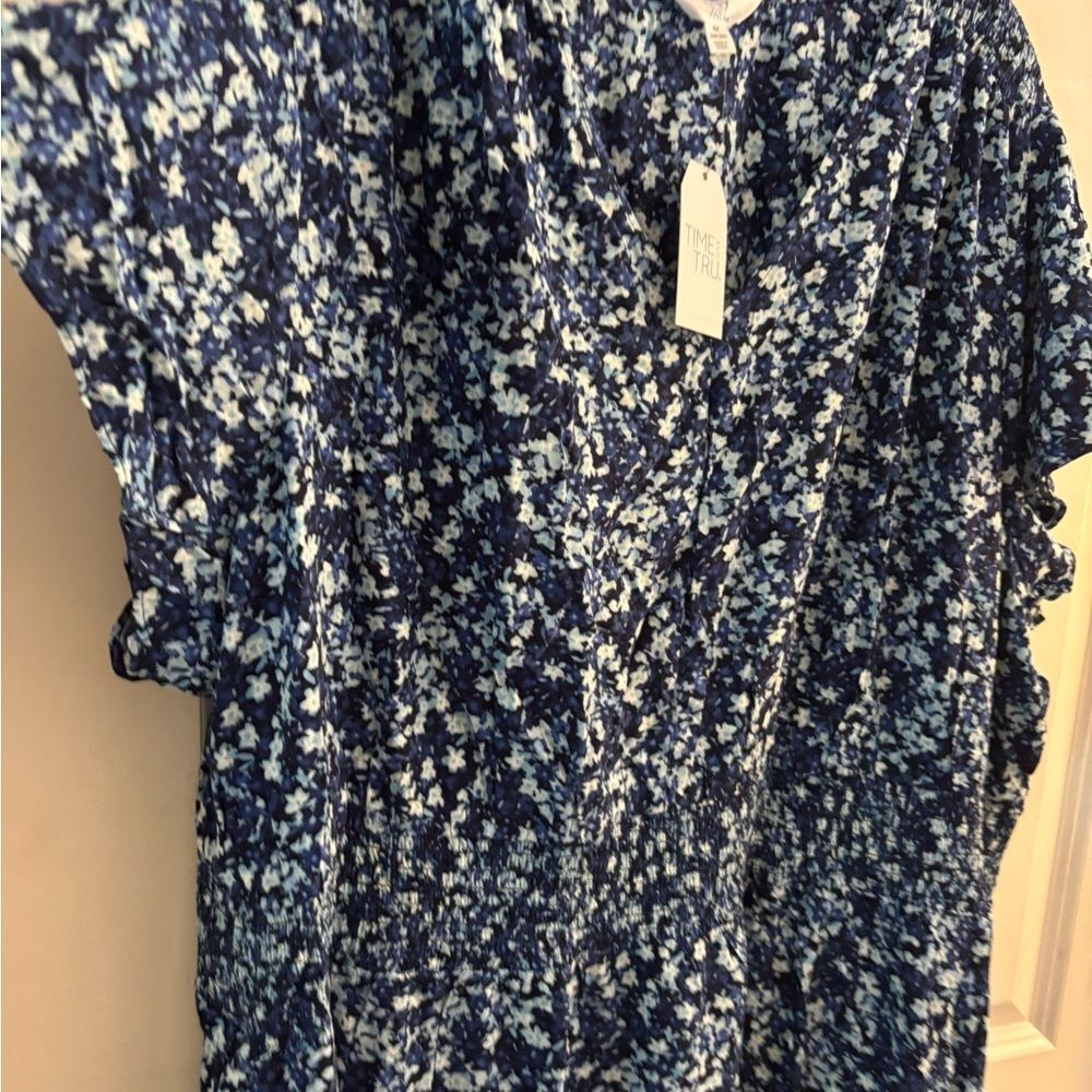 Time And Tru Floral Blue Midi Dress Sz 4X NWT - Picture 4 of 5